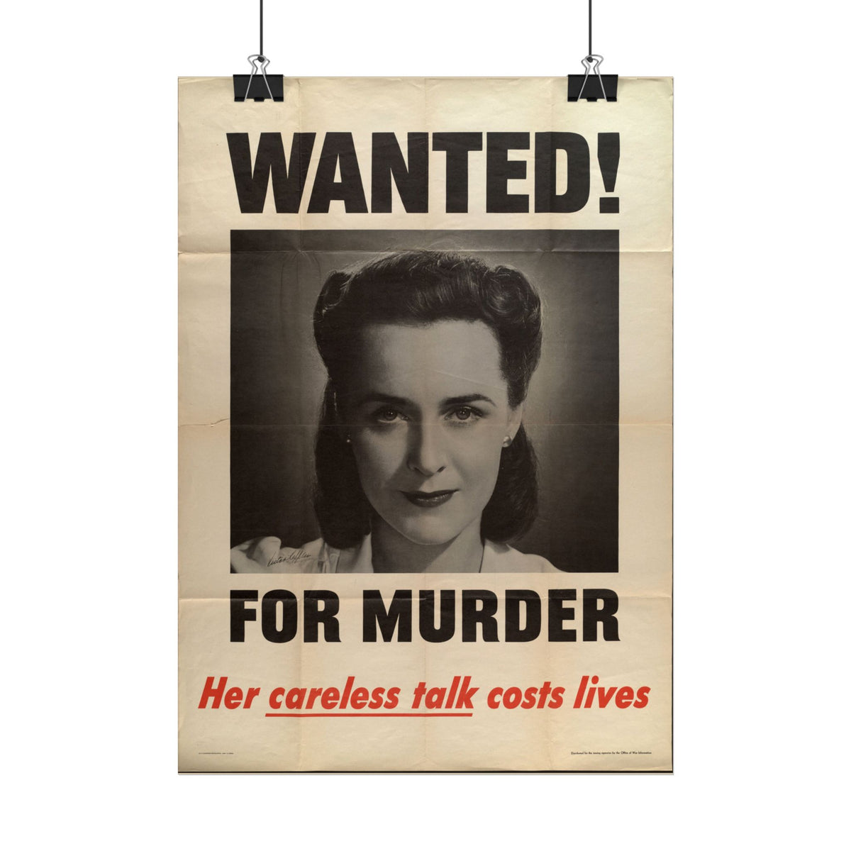 "Wanted! For Murder – Her Careless Talk Costs Lives" – WWII American Propaganda Poster