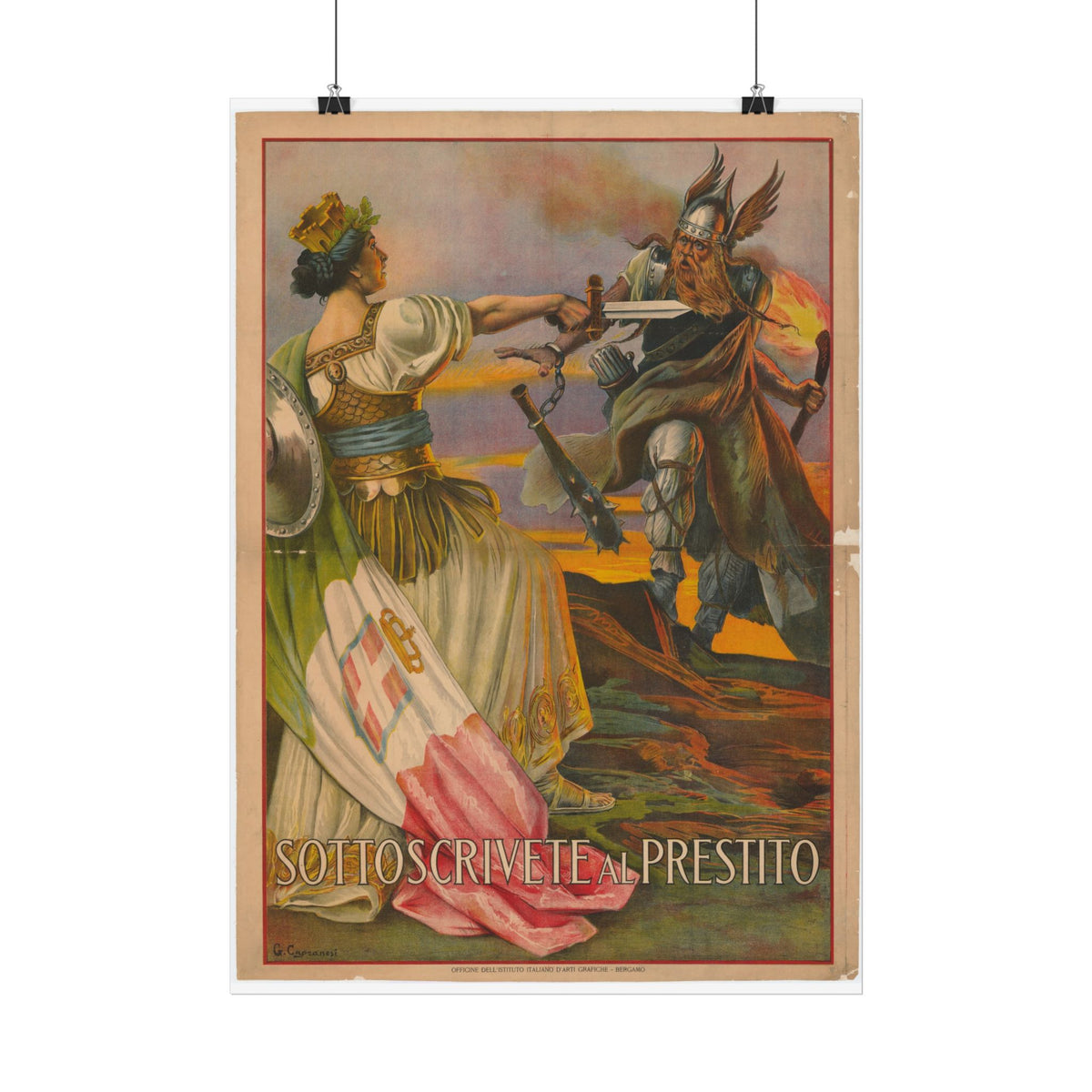 "Sottoscrivete al Prestito" WWI Italian poster – mockup 2