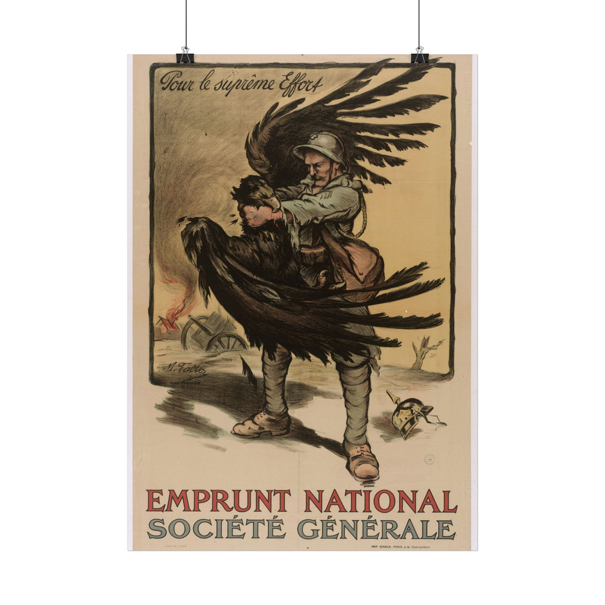 Pour le Suprême Effort French war loan poster in a room setting