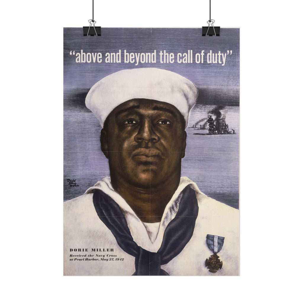 "Above and Beyond the Call of Duty" Dorie Miller WWII poster – interior mockup 4