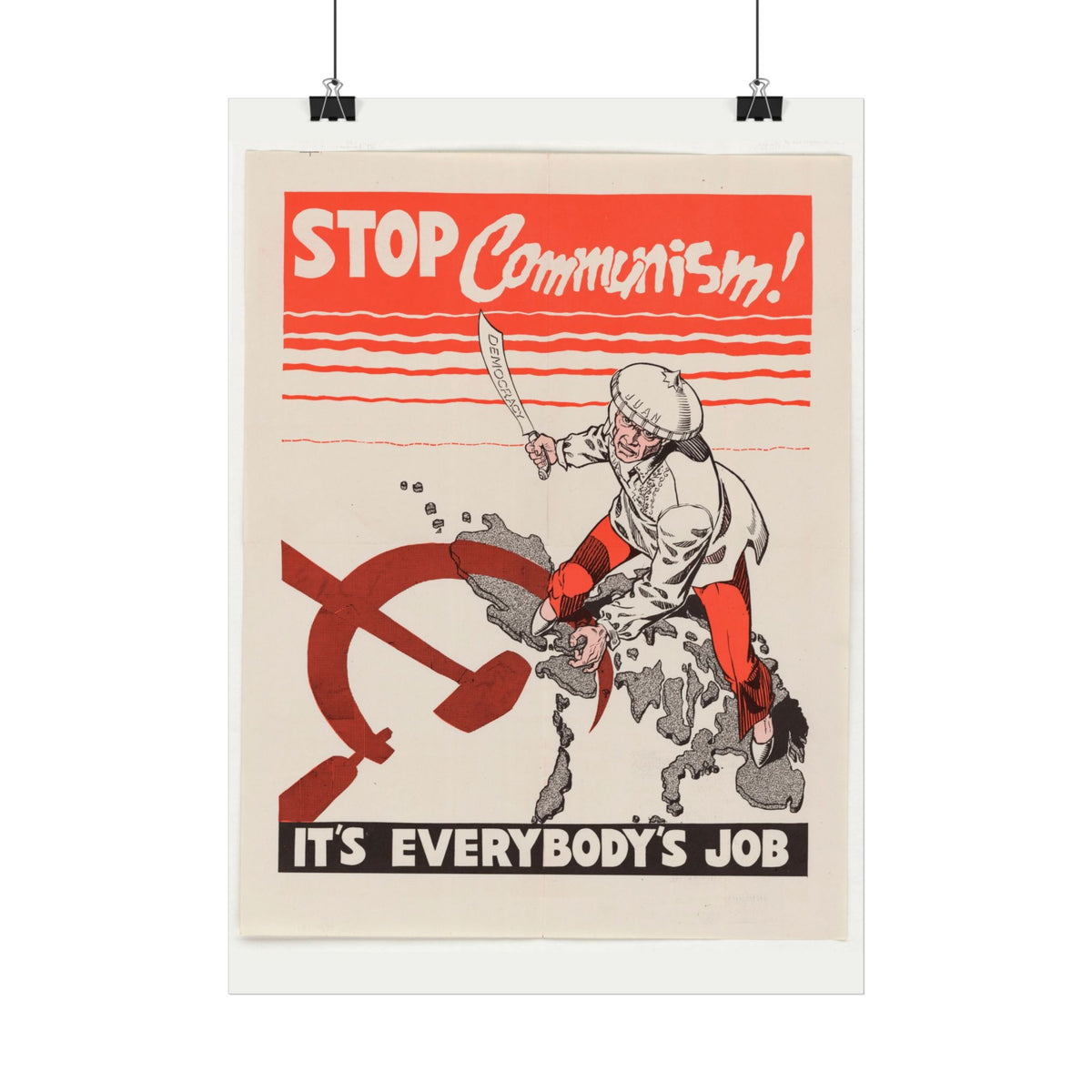 "Stop Communism! It's Everybody's Job" – Cold War American Propaganda Poster, Historicalee reproduction print