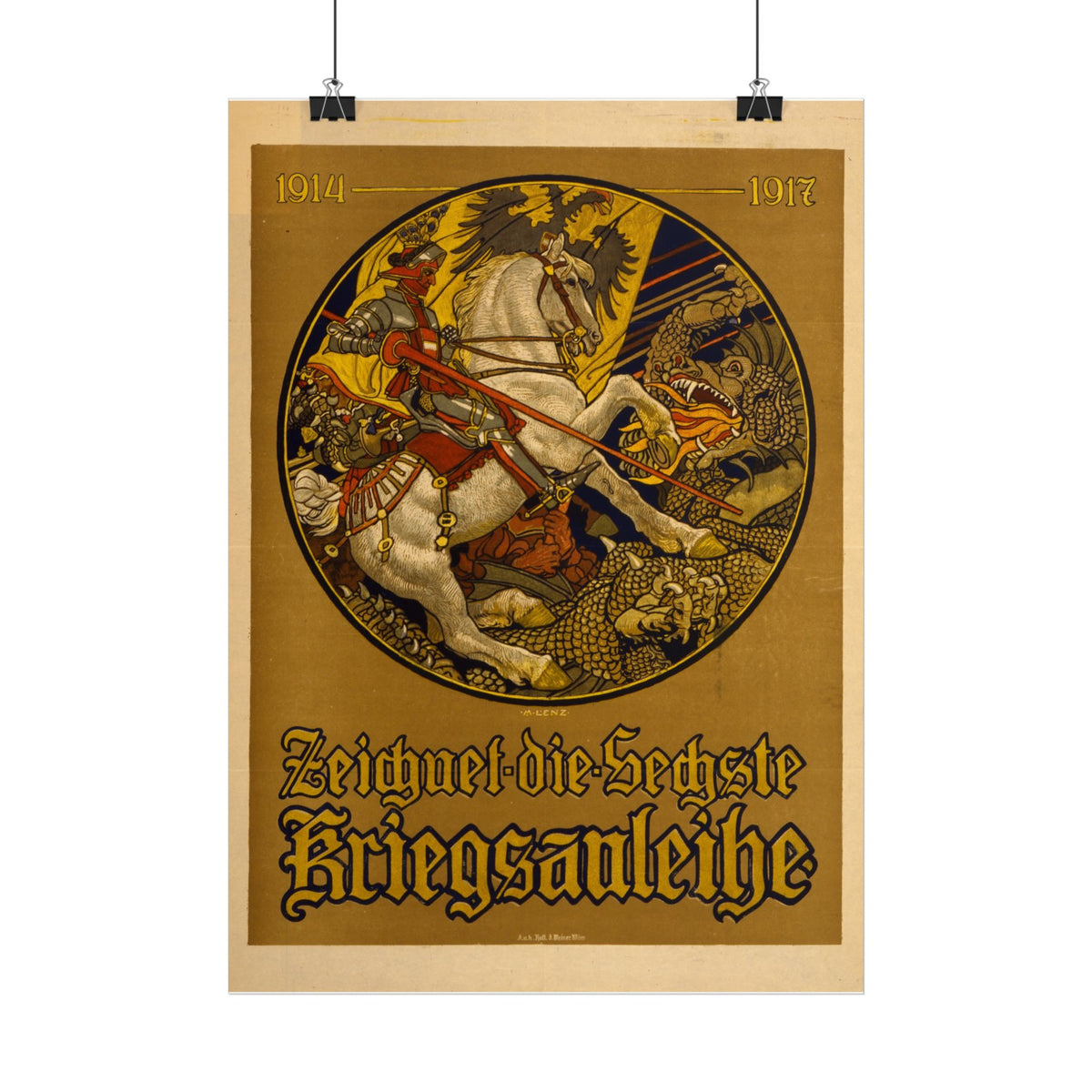 "Zeichnet die Sechste Kriegsanleihe" WWI Austrian poster – mockup 1