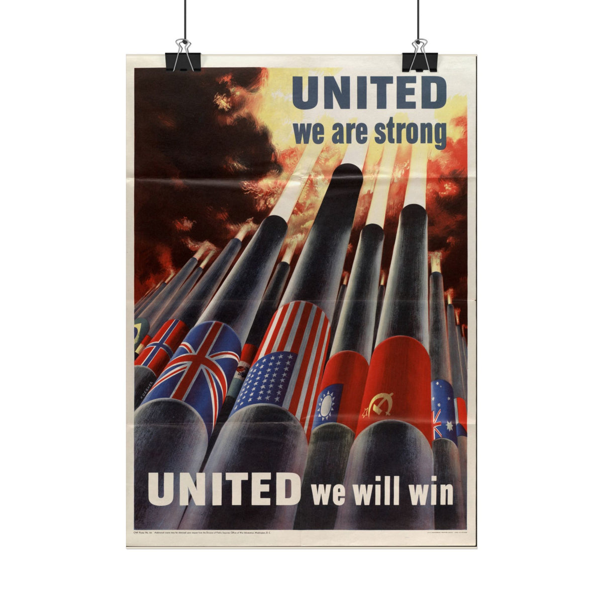 "United We Are Strong – United We Will Win" – WWII American Propaganda Poster