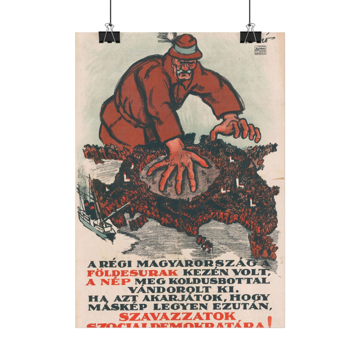 "Szavazzatok Szociáldemokratára!" 1918 Hungarian poster – mockup 4