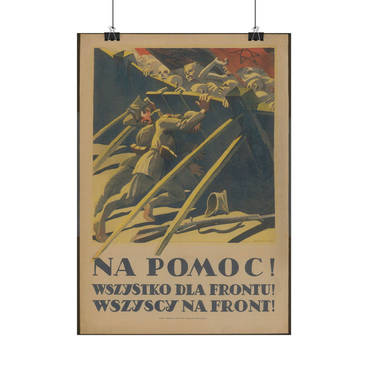 "Na Pomoc! Wszystko dla Frontu!" – 1920 Polish propaganda poster by Edmund Bartłomiejczyk, Historicalee reproduction print