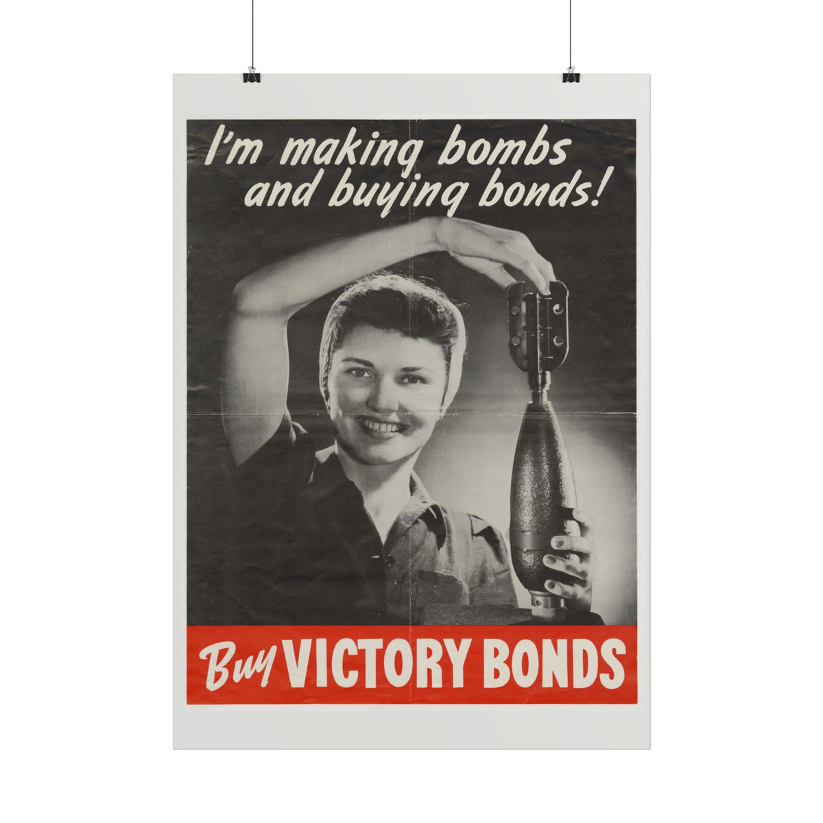 "I'm Making Bombs and Buying Bonds!" WWII Canadian poster – interior mockup 4