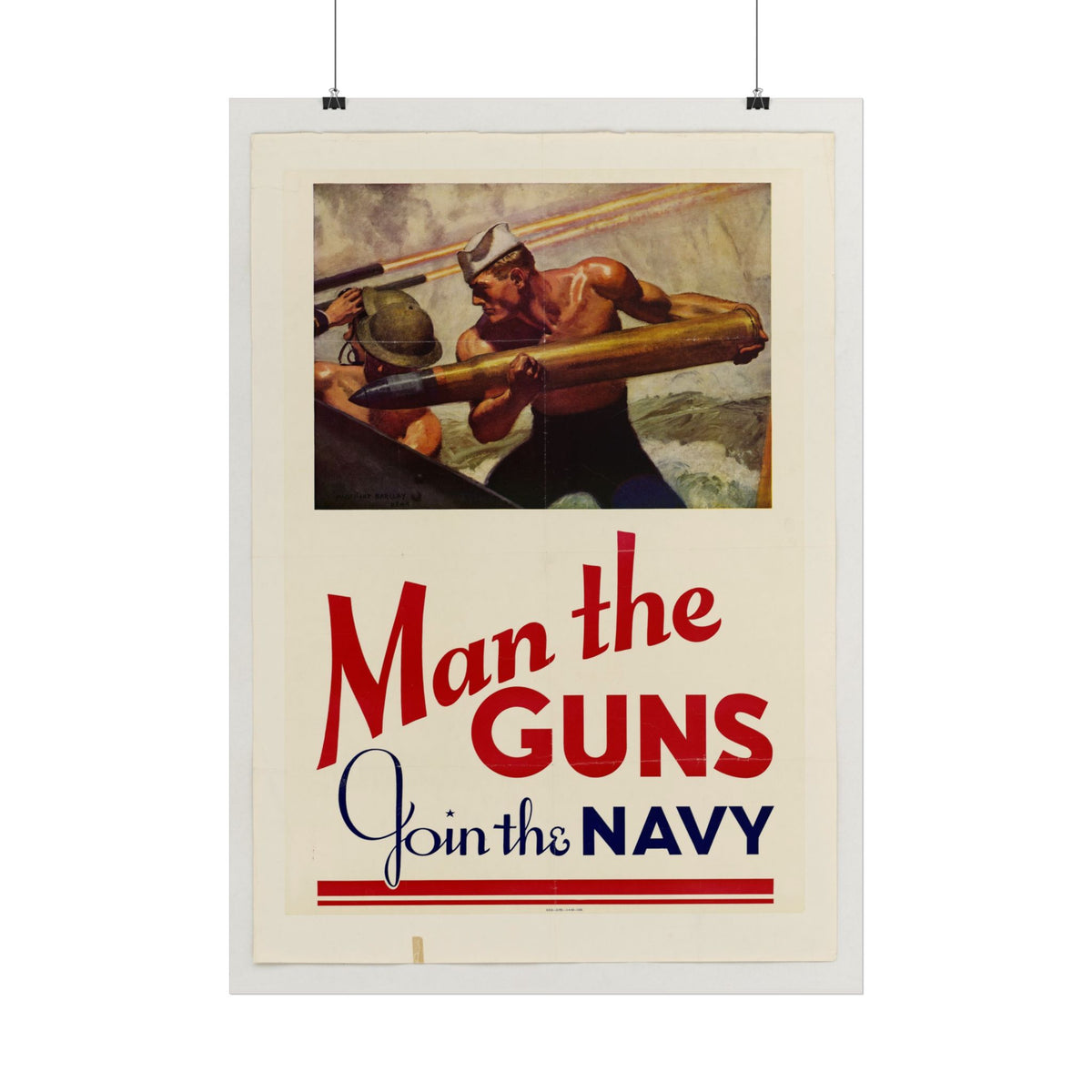 "Man the Guns – Join the Navy" WWII American poster – interior mockup 4