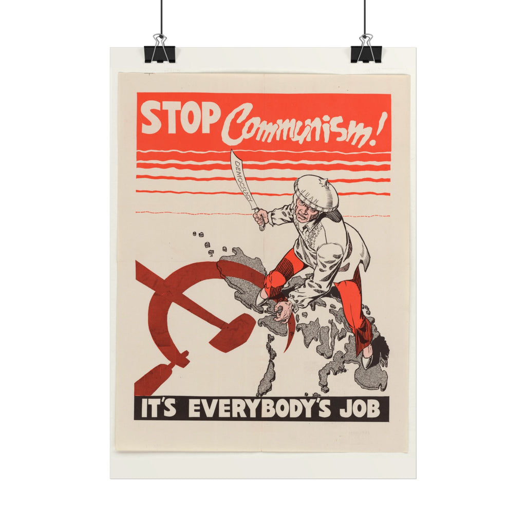 "Stop Communism! It's Everybody's Job" Cold War American poster – interior mockup 2