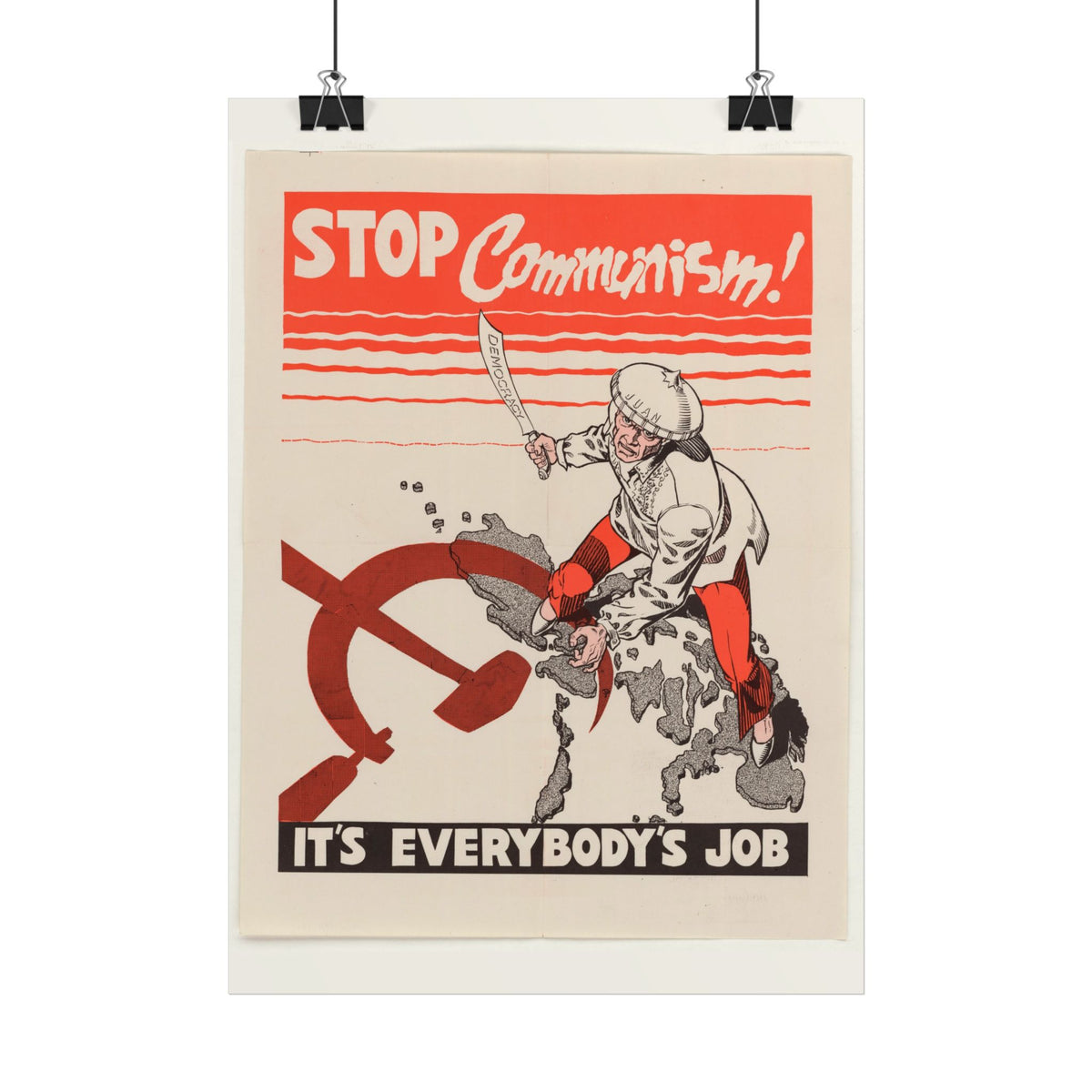 "Stop Communism! It's Everybody's Job" Cold War American poster – interior mockup 2