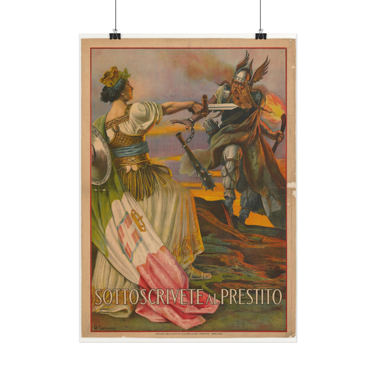 "Sottoscrivete al Prestito" WWI Italian poster – mockup 3