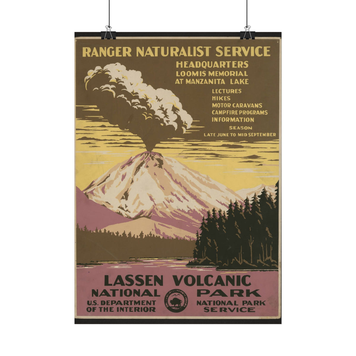 "Lassen Volcanic National Park" – 1938 WPA Travel Poster, Historicalee reproduction print