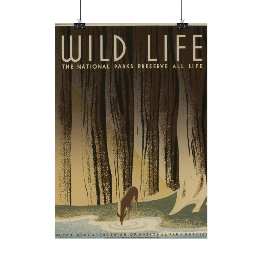 "Wild Life – The National Parks Preserve All Life" – 1940 WPA Poster, Historicalee reproduction print