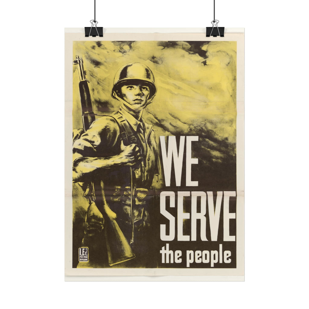 "We Serve the People" Cold War Army poster – interior mockup 2