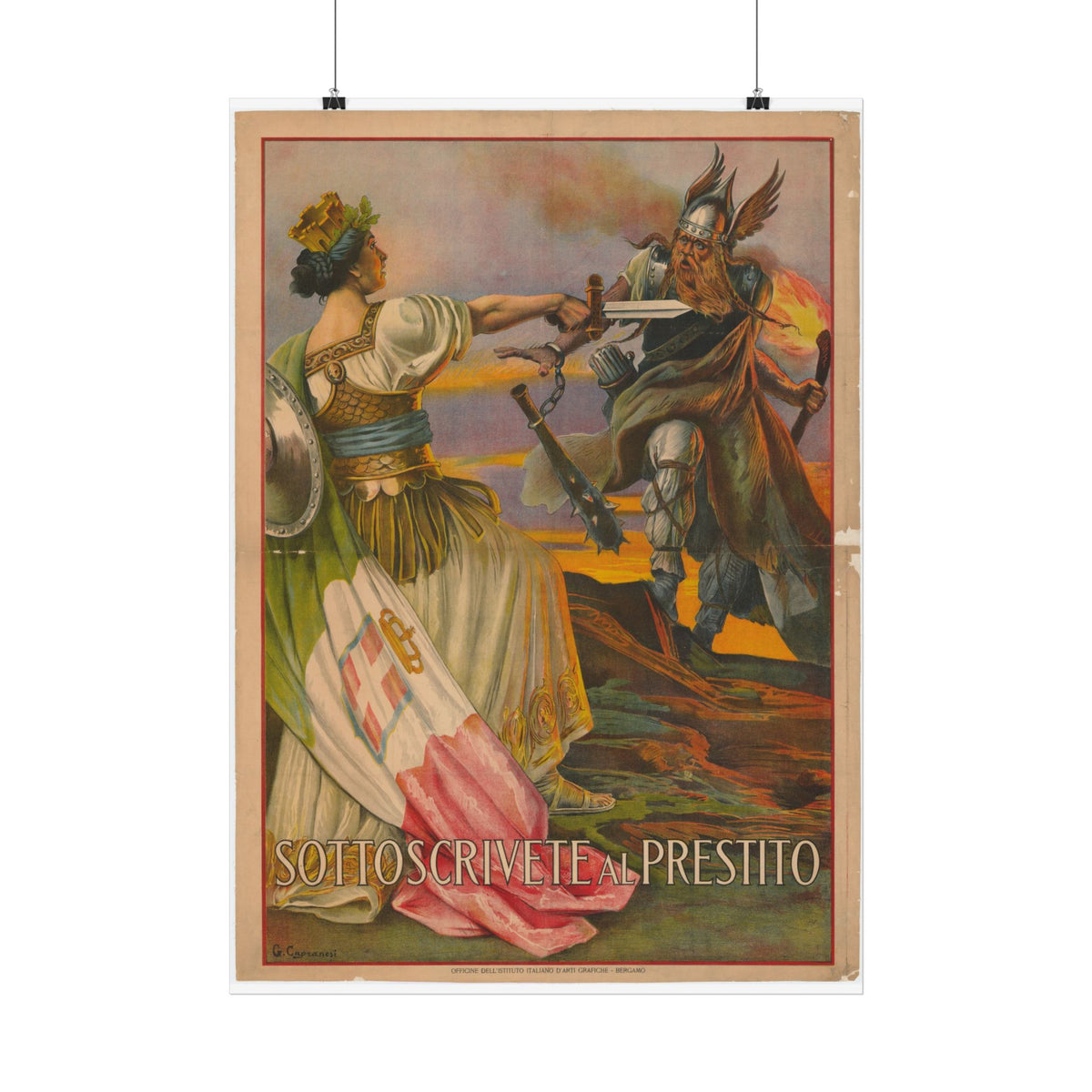 "Sottoscrivete al Prestito" WWI Italian poster – mockup 4