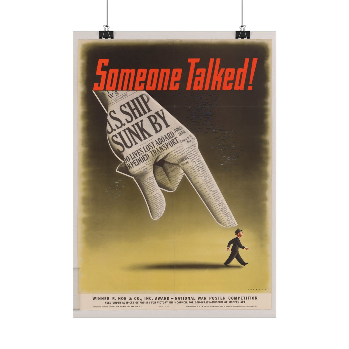 "Someone Talked!" WWII American poster shown as wall art