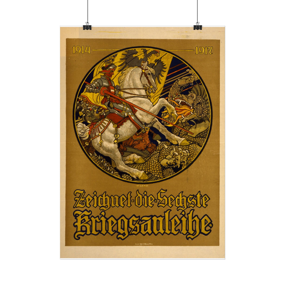 "Zeichnet die Sechste Kriegsanleihe" WWI Austrian poster – mockup 2
