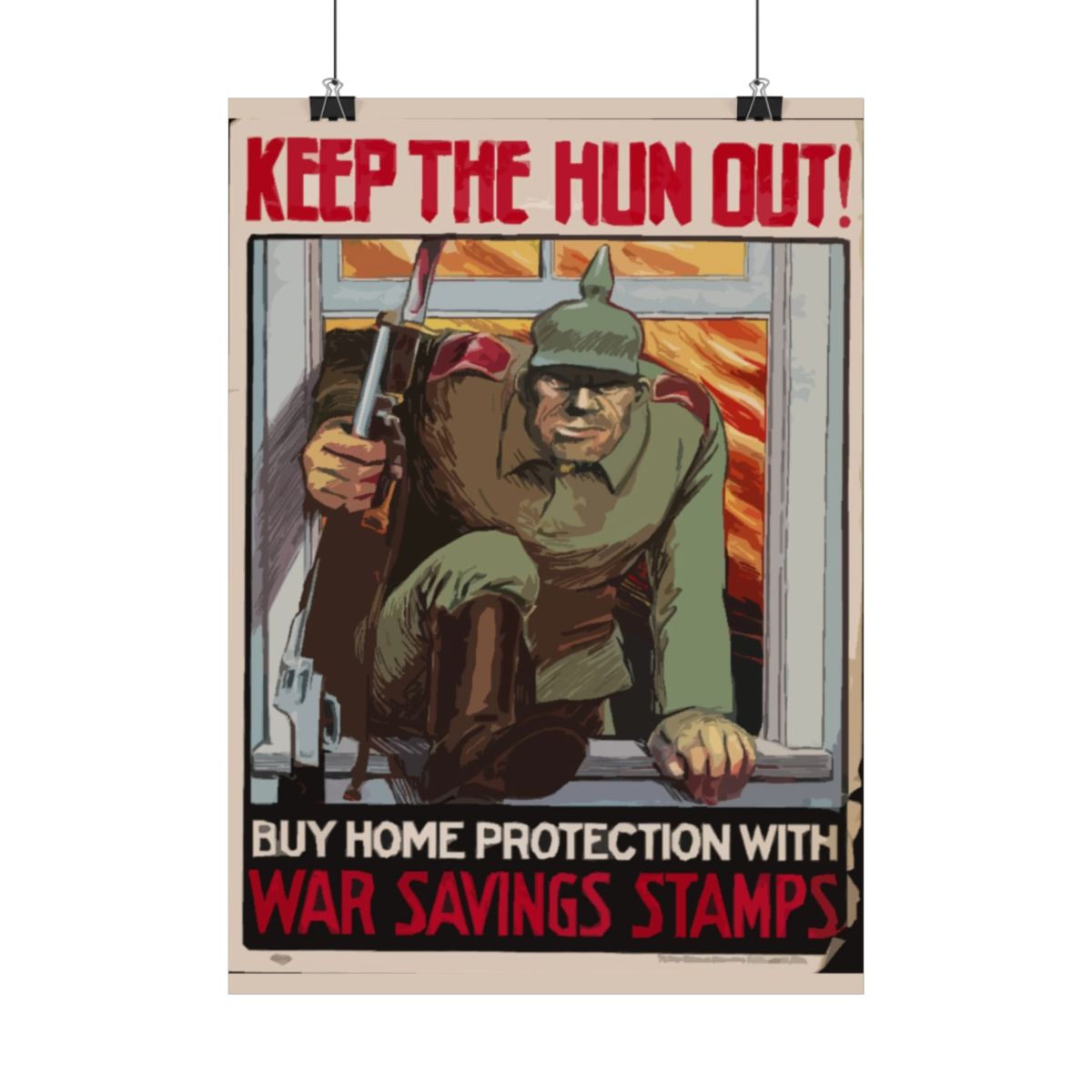 "Keep the Hun Out" – WWI American Propaganda Poster, Historicalee reproduction print