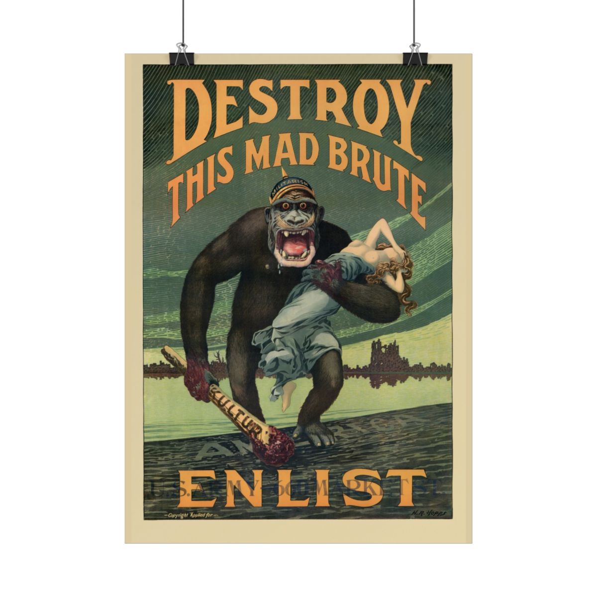Destroy This Mad Brute – vintage WWI American Recruitment Poster