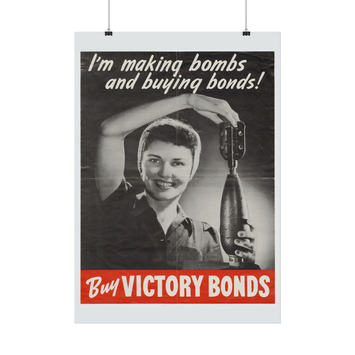 "I'm Making Bombs and Buying Bonds!" WWII Canadian poster – interior mockup 3