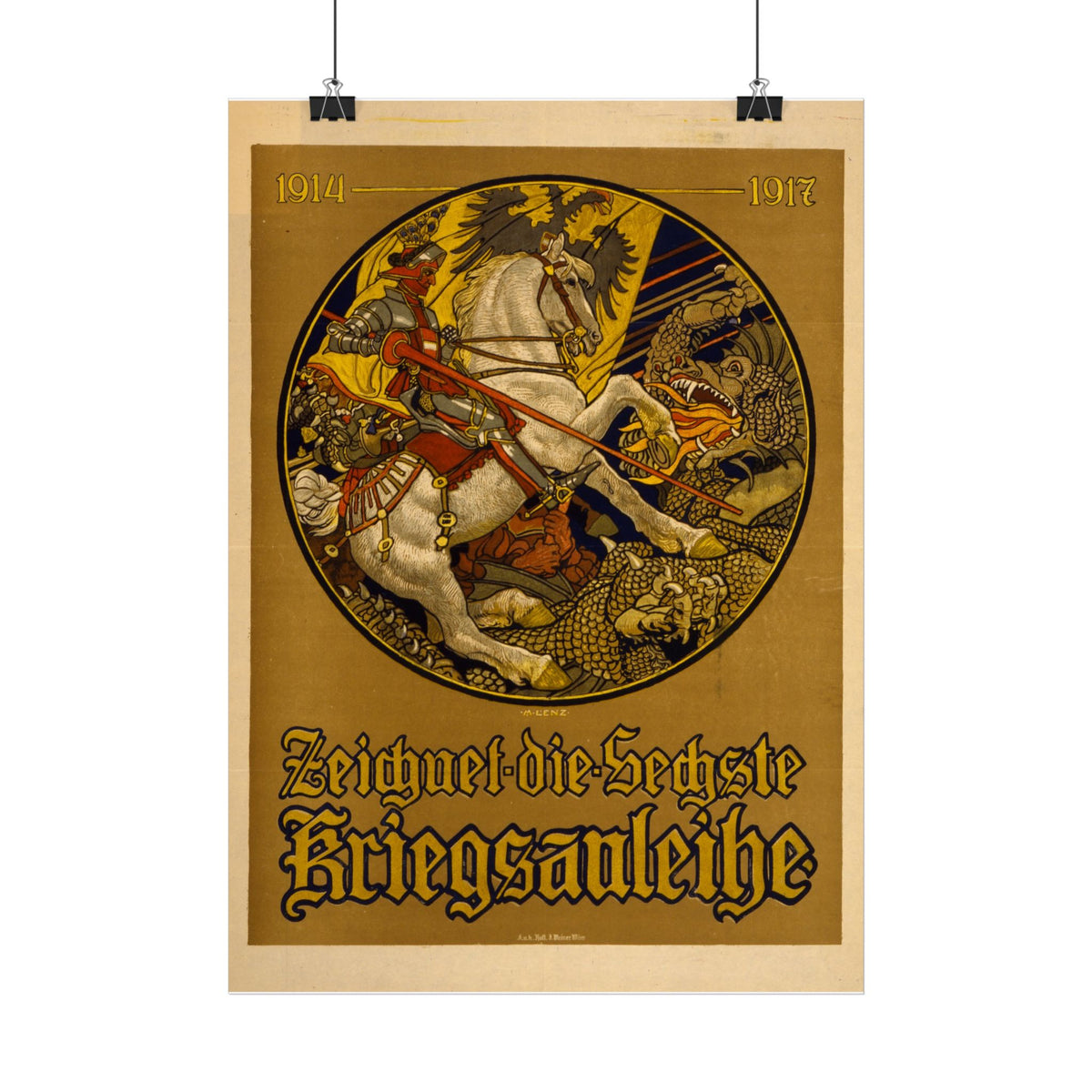 "Zeichnet die Sechste Kriegsanleihe" – 1917 Austrian war loan poster by Maximilian Lenz, Historicalee reproduction print