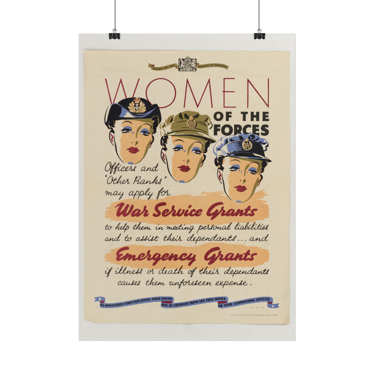 "Women of the Forces" WWII British poster – interior mockup 2