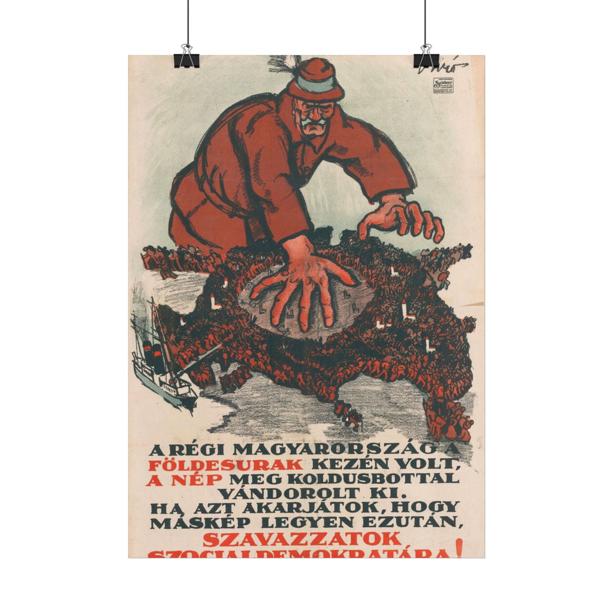 "Szavazzatok Szociáldemokratára!" 1918 Hungarian poster – mockup 1