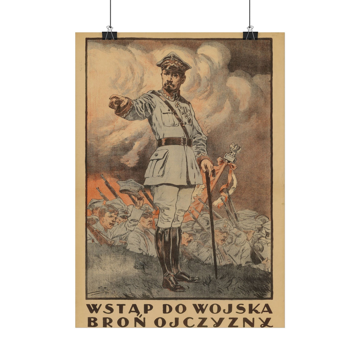 "Wstąp do Wojska" – 1920 Polish recruitment poster by Leonard Sawiczewski, Historicalee reproduction print