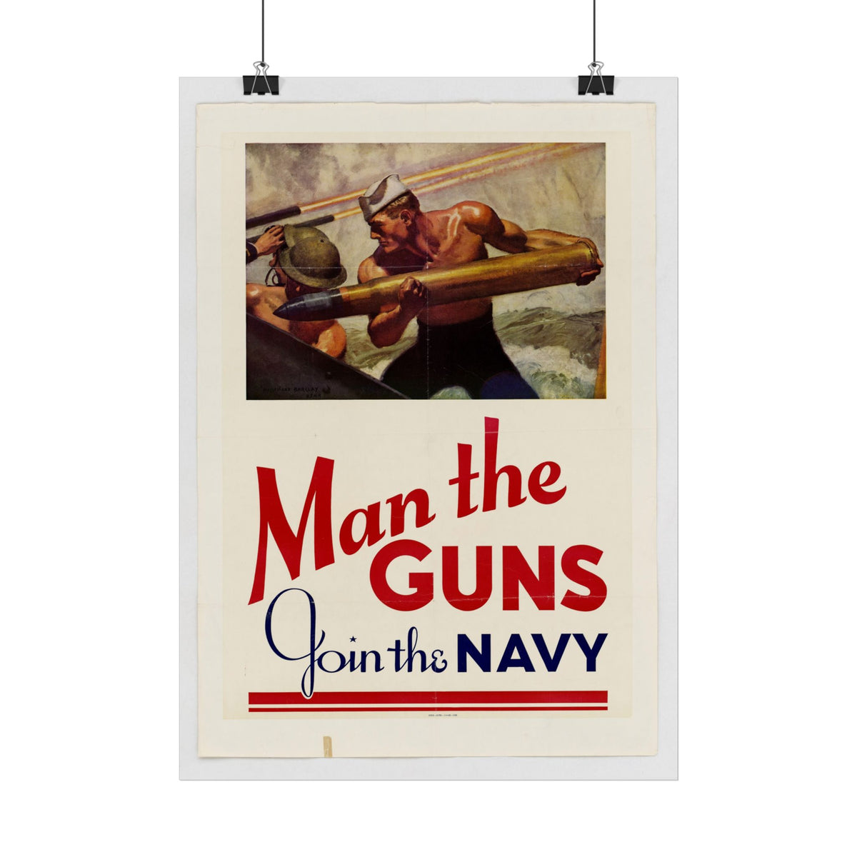 "Man the Guns – Join the Navy" – WWII American Recruitment Poster, Historicalee reproduction print