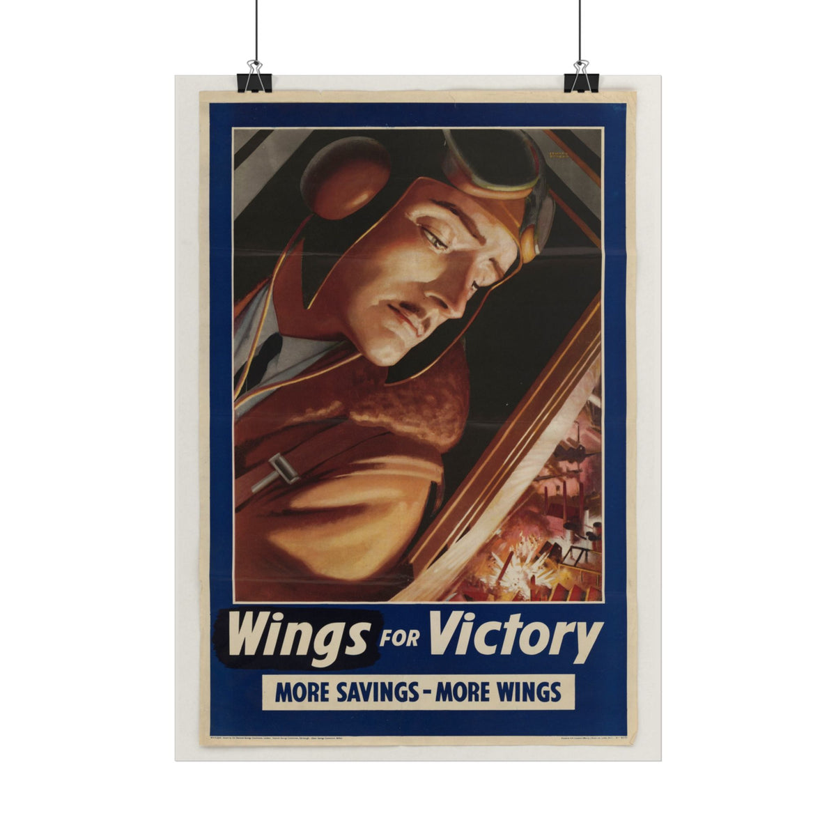 "Wings for Victory" WWII British poster shown as wall art
