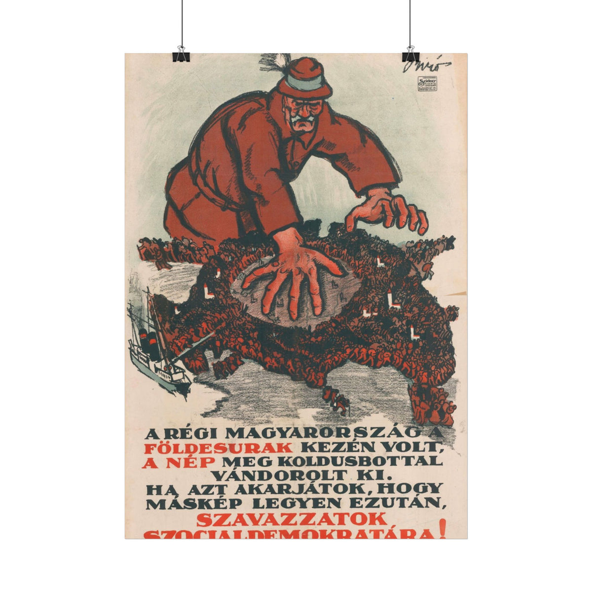"Szavazzatok Szociáldemokratára!" 1918 Hungarian poster – mockup 3