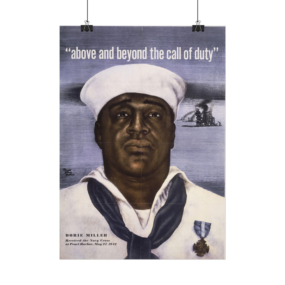 "Above and Beyond the Call of Duty" – WWII Dorie Miller poster, Historicalee reproduction print