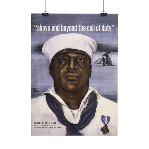 "Above and Beyond the Call of Duty" – WWII Dorie Miller poster, Historicalee reproduction print