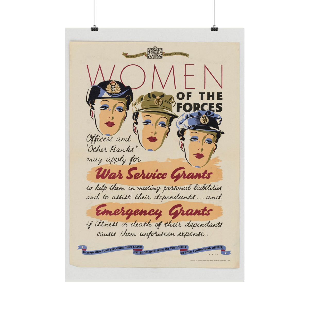 "Women of the Forces" WWII British poster – interior mockup 3