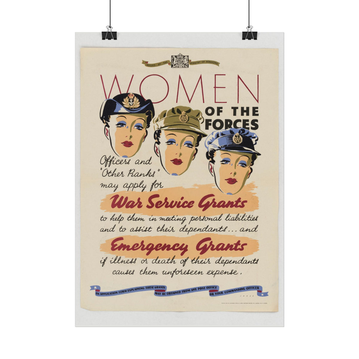 "Women of the Forces" – WWII British Propaganda Poster, Historicalee reproduction print