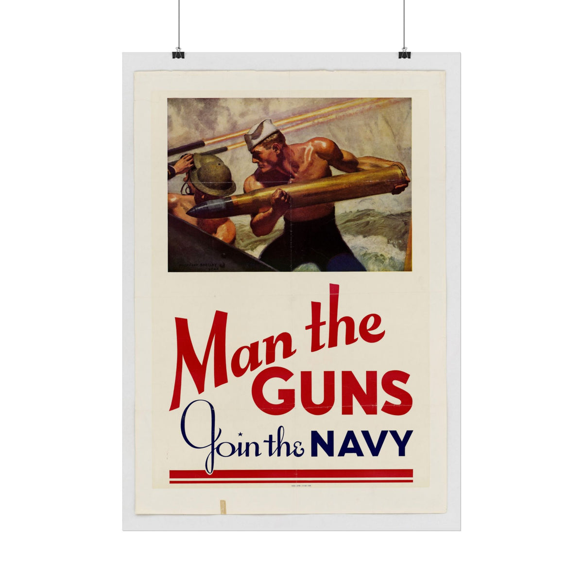 "Man the Guns – Join the Navy" WWII American poster – interior mockup 3
