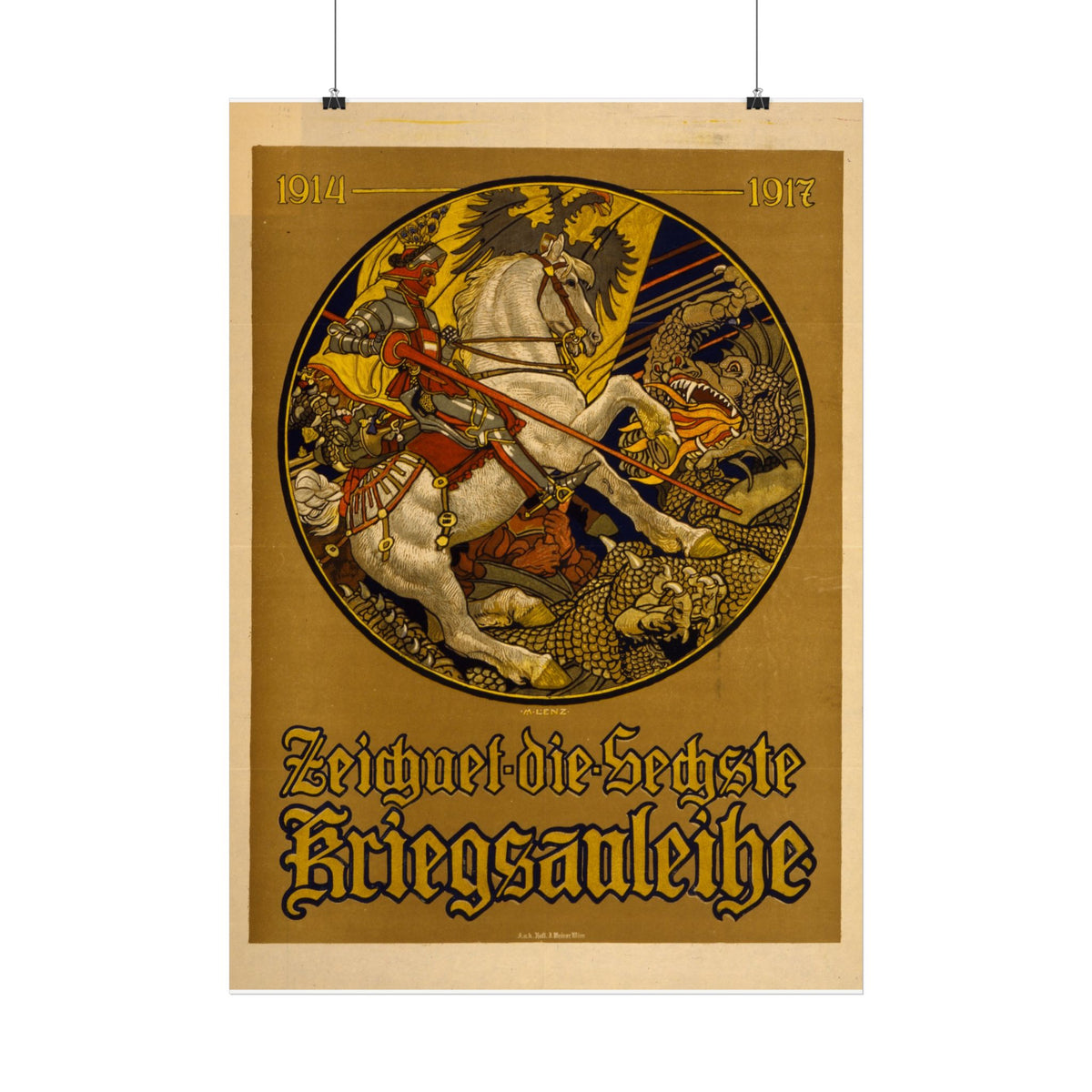 "Zeichnet die Sechste Kriegsanleihe" WWI Austrian poster – mockup 4