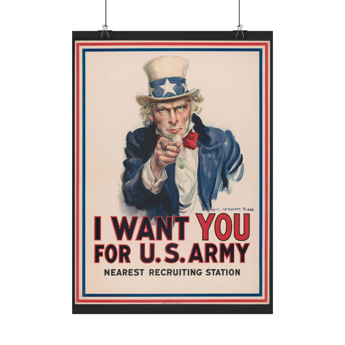 "I Want YOU for U.S. Army" – WWI American Recruitment Poster, Historicalee reproduction print
