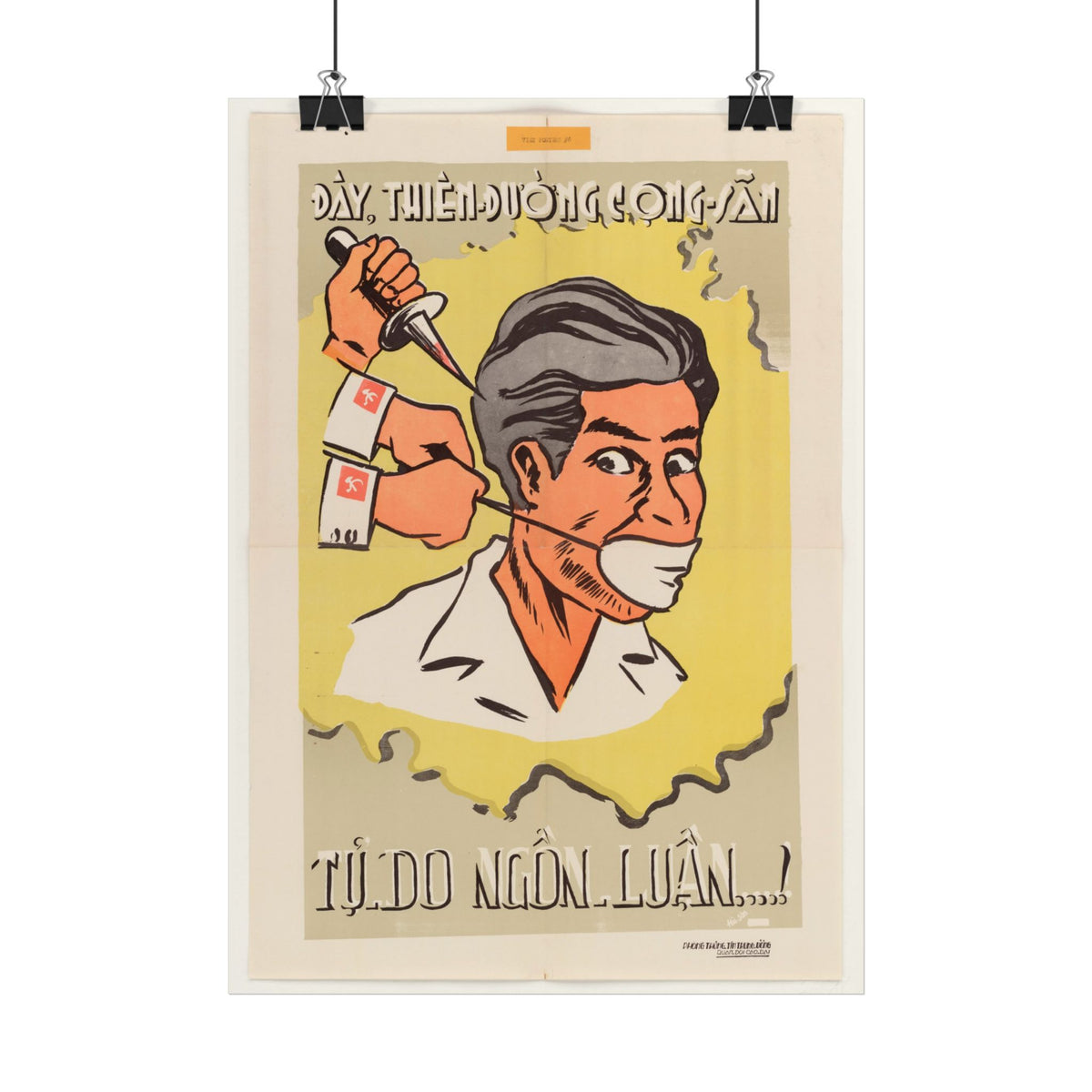 "Freedom of Speech in the Communist Paradise" Cold War poster – interior mockup 2
